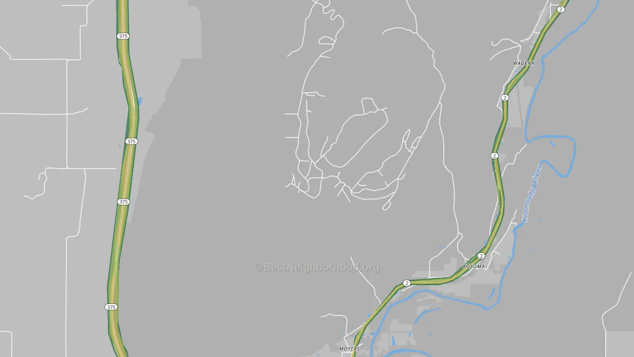 74557, OK Map of Noise Levels in 74557
