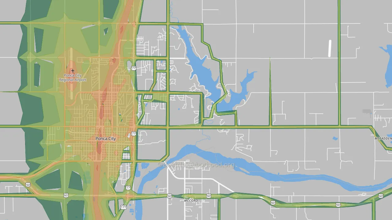 74604, OK Map of Noise Levels in 74604