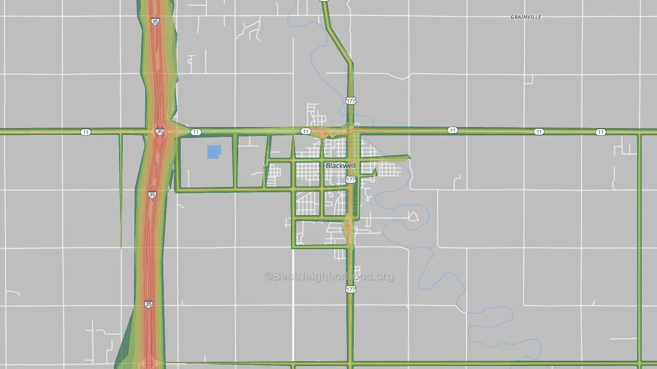 74631, OK Map of Noise Levels in 74631