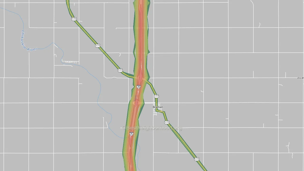 74632, OK Map of Noise Levels in 74632