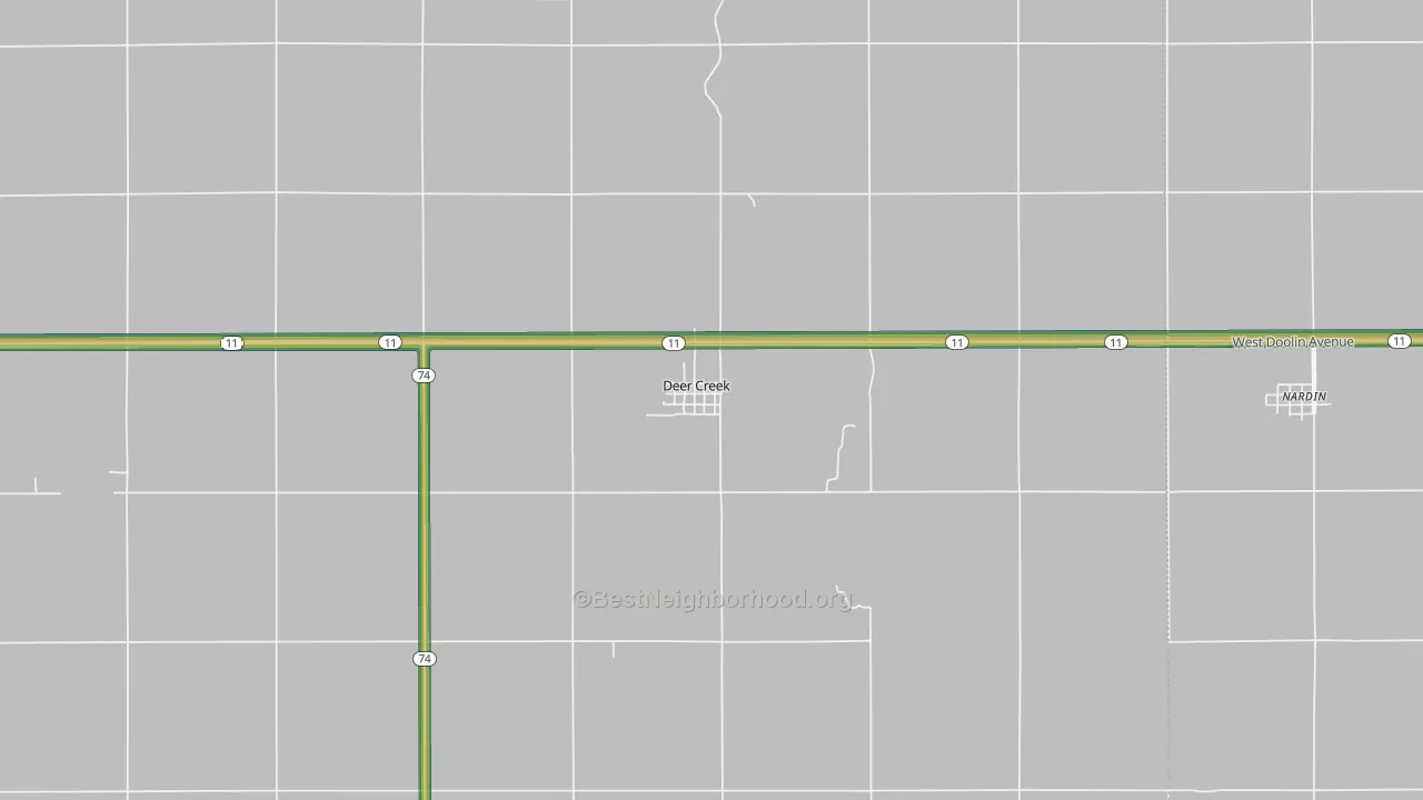 74636, OK Map of Noise Levels in 74636