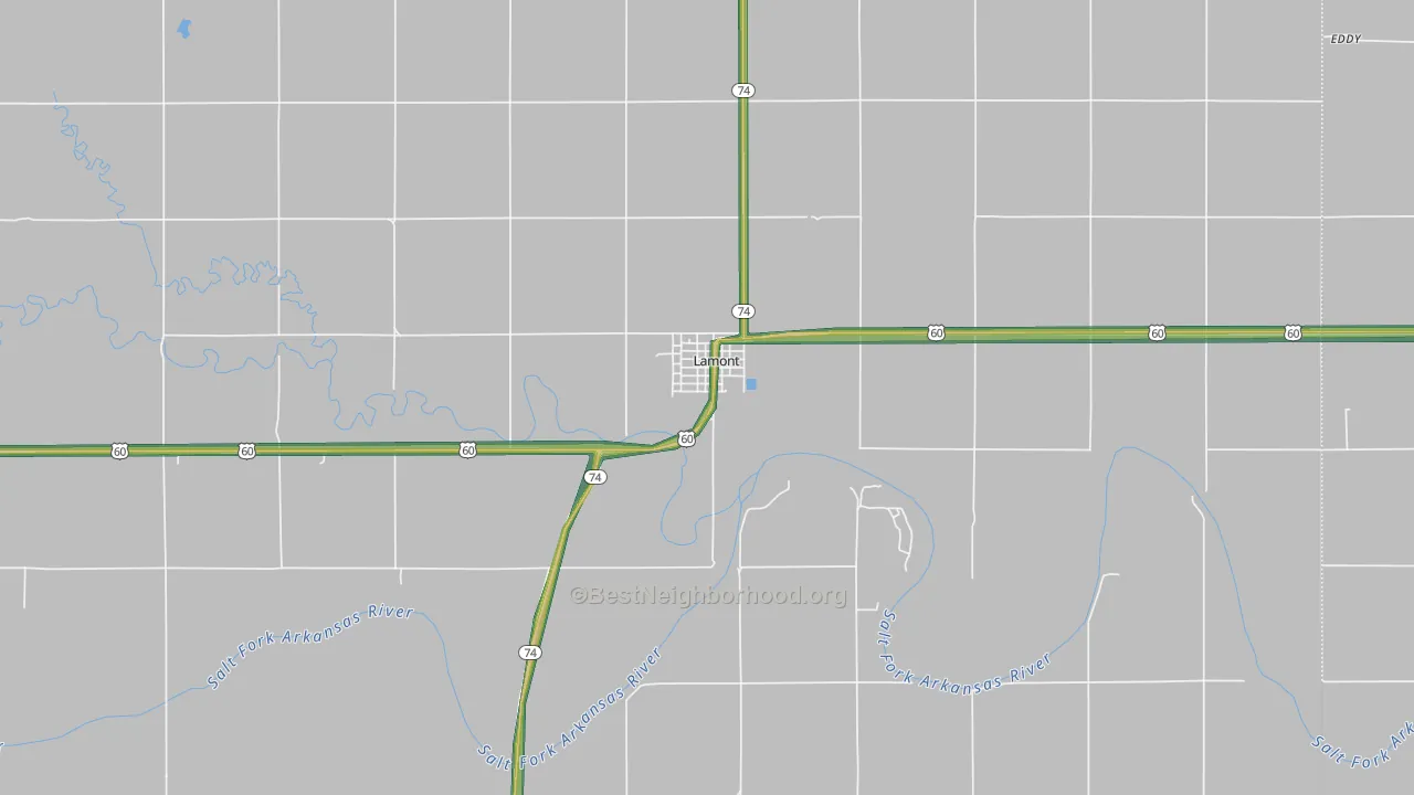 74643, OK Map of Noise Levels in 74643