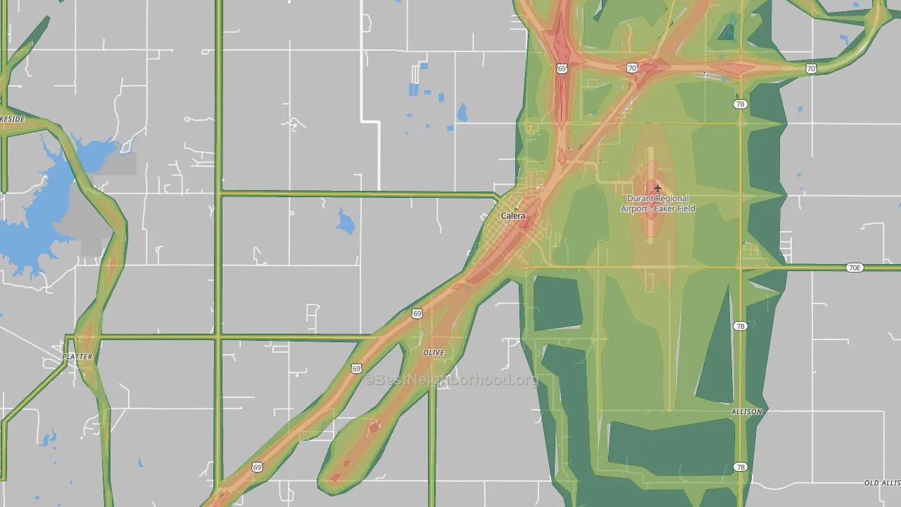74730, OK Map of Noise Levels in 74730
