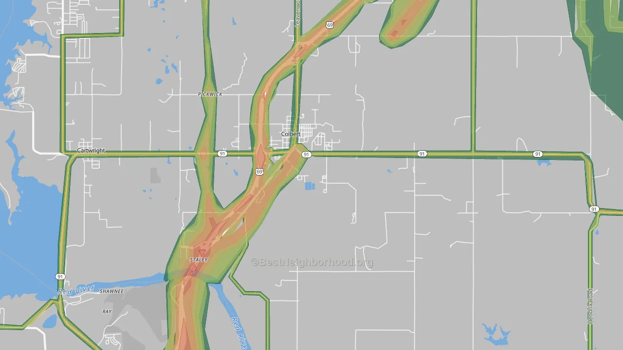 74733, OK Map of Noise Levels in 74733