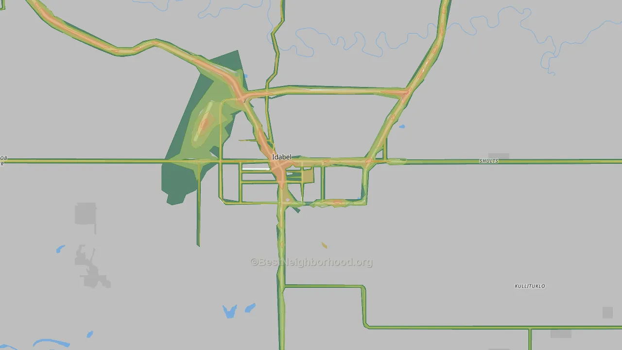 74745, OK Map of Noise Levels in 74745