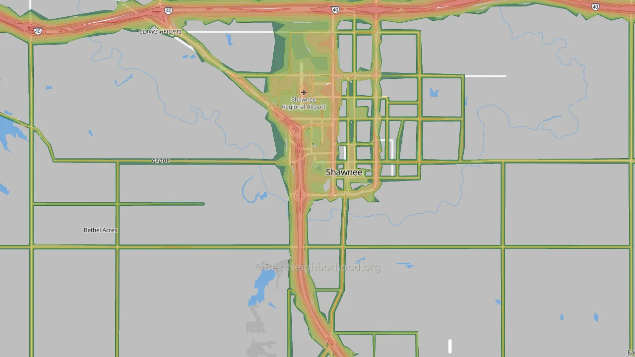 74801, OK Map of Noise Levels in 74801