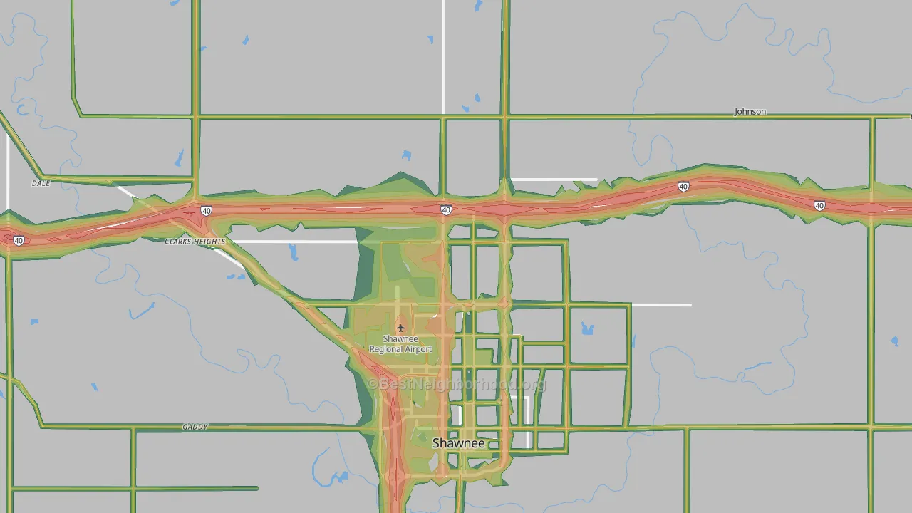 74804, OK Map of Noise Levels in 74804