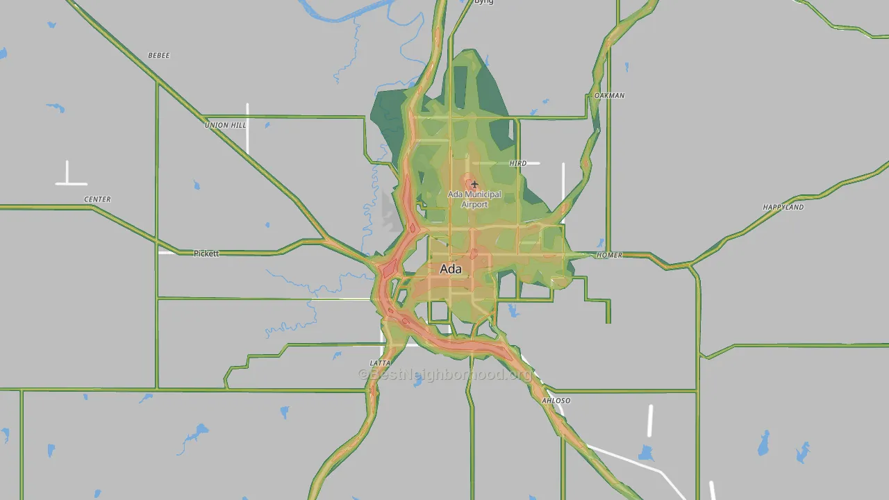 74820, OK Map of Noise Levels in 74820