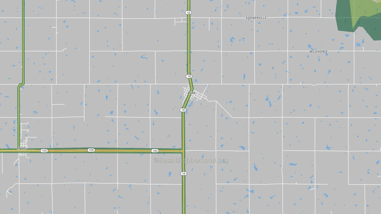 74824, OK Map of Noise Levels in 74824