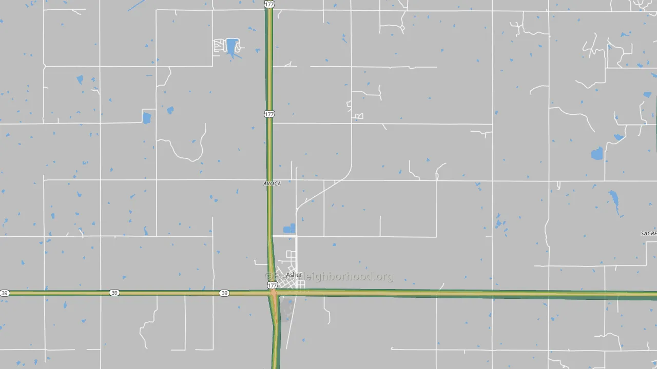 74826, OK Map of Noise Levels in 74826