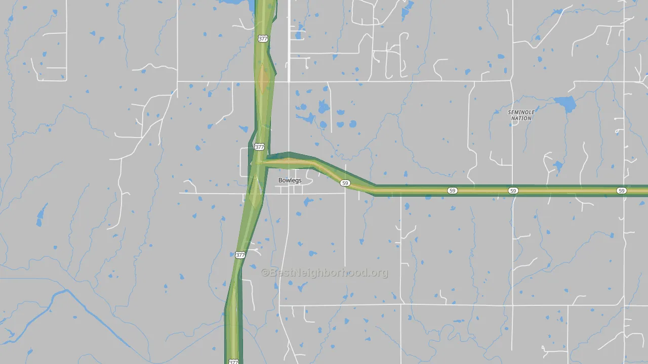 74830, OK Map of Noise Levels in 74830