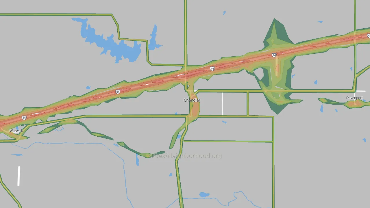 74834, OK Map of Noise Levels in 74834