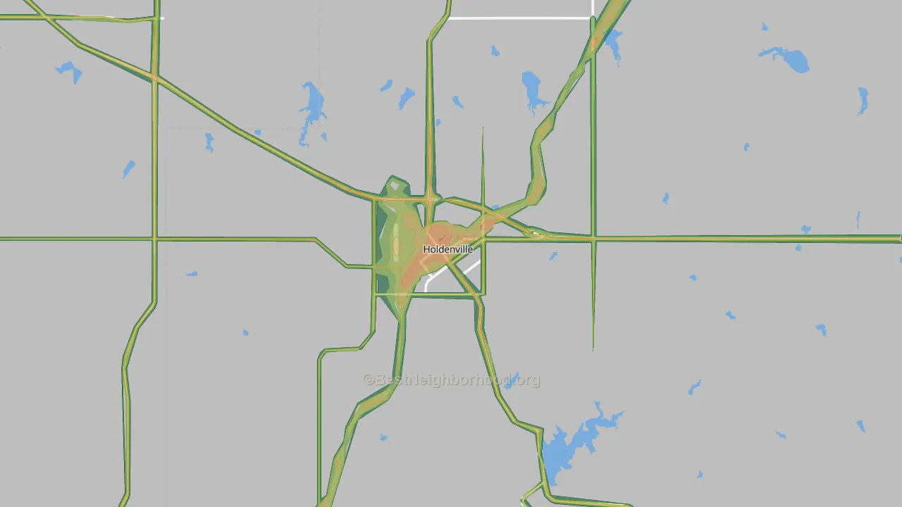 74848, OK Map of Noise Levels in 74848
