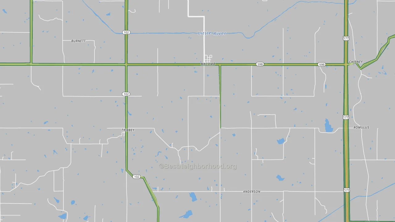 74852, OK Map of Noise Levels in 74852