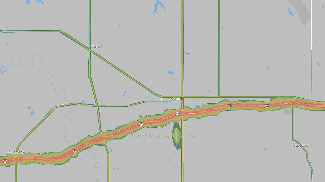 74859, OK Map of Noise Levels in 74859