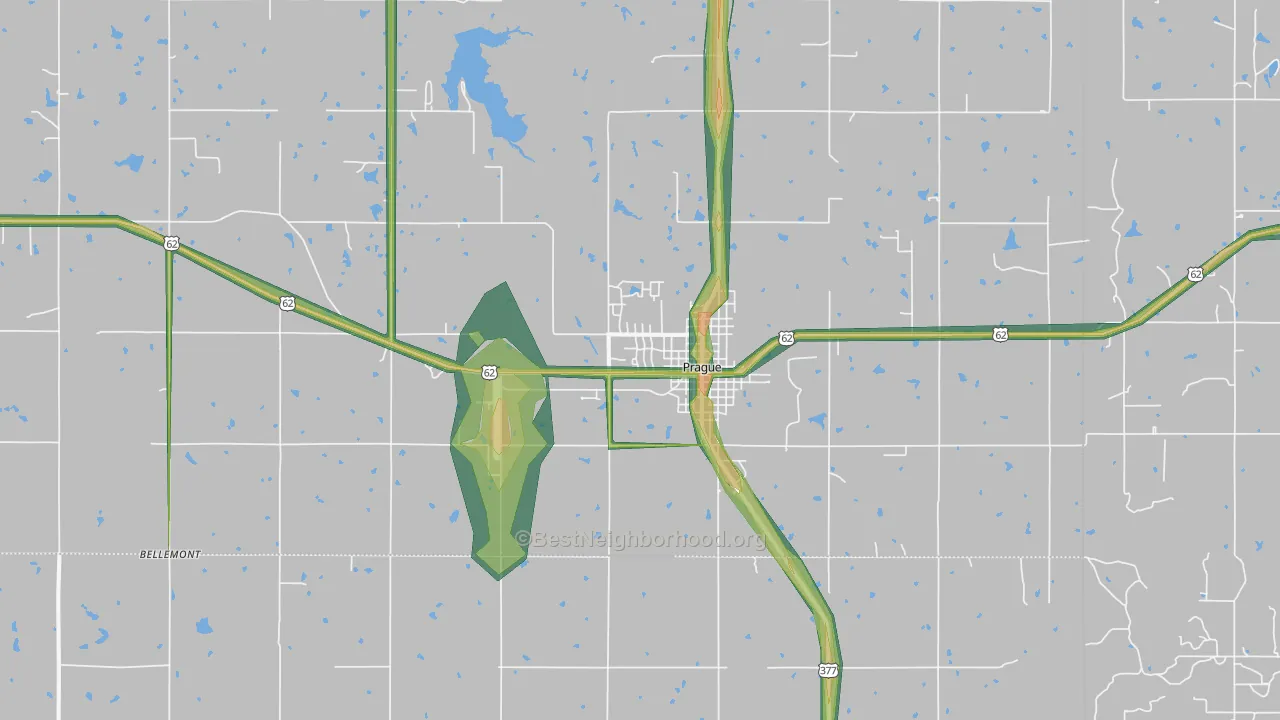 74864, OK Map of Noise Levels in 74864