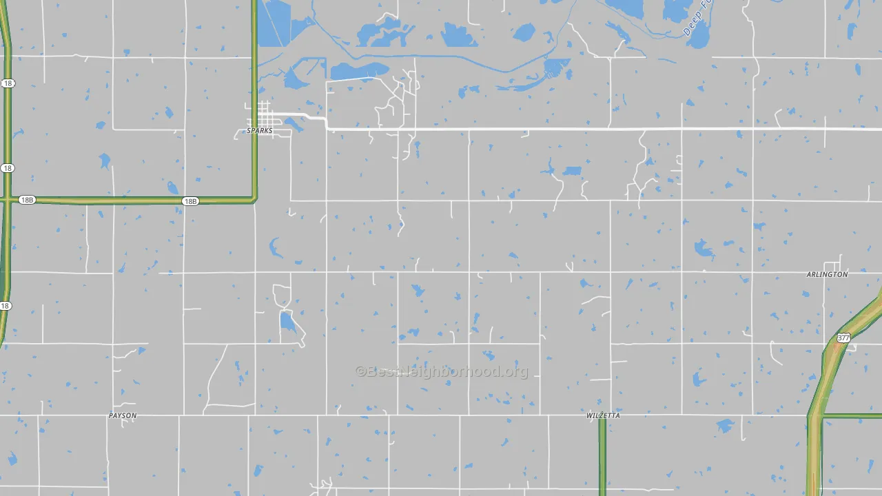 74869, OK Map of Noise Levels in 74869