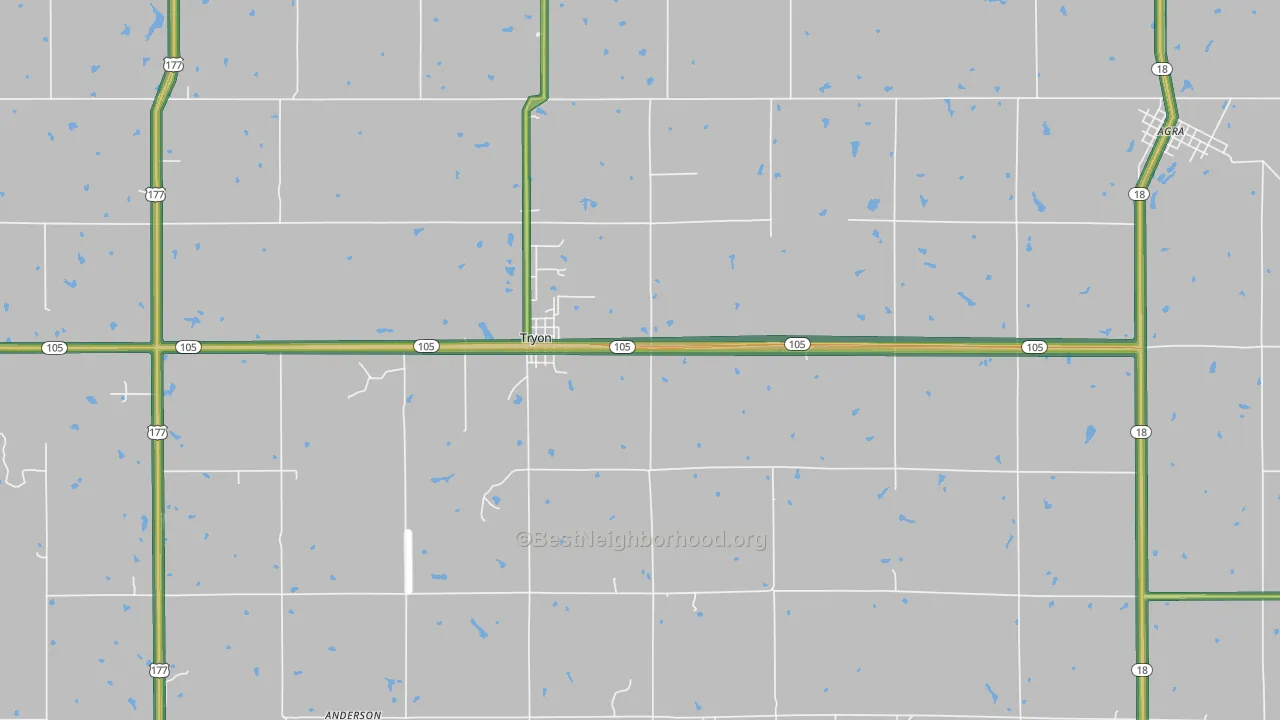 74875, OK Map of Noise Levels in 74875