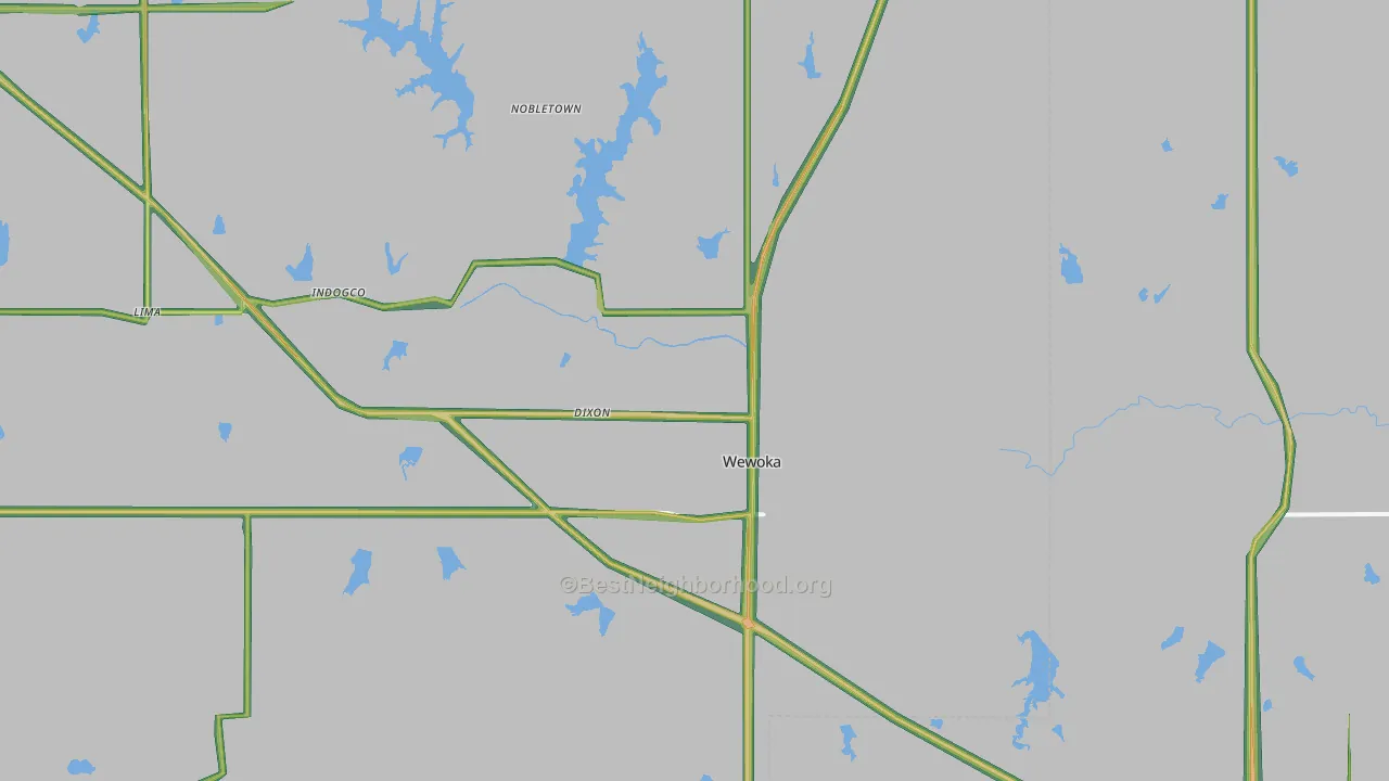 74884, OK Map of Noise Levels in 74884