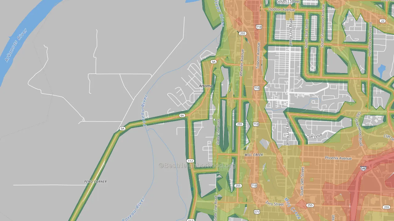74901, OK Map of Noise Levels in 74901