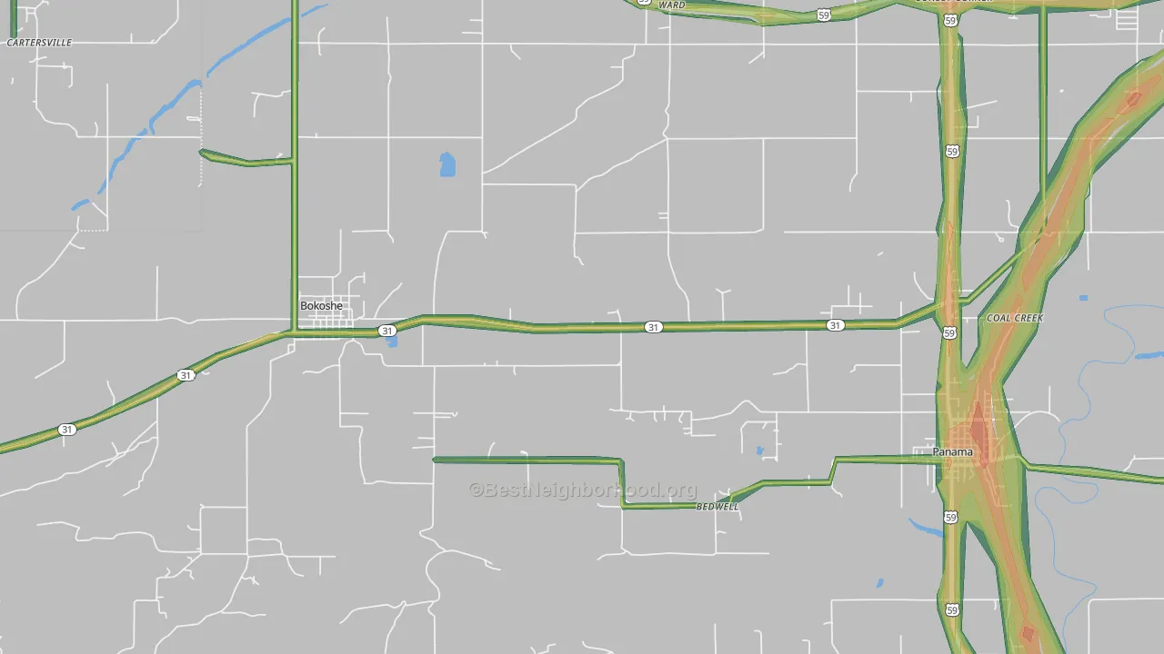 74930, OK Map of Noise Levels in 74930
