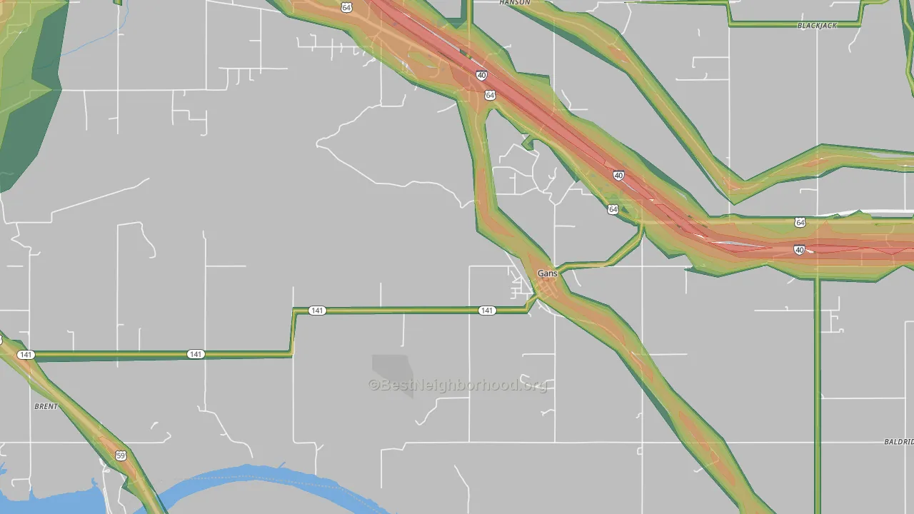 74936, OK Map of Noise Levels in 74936
