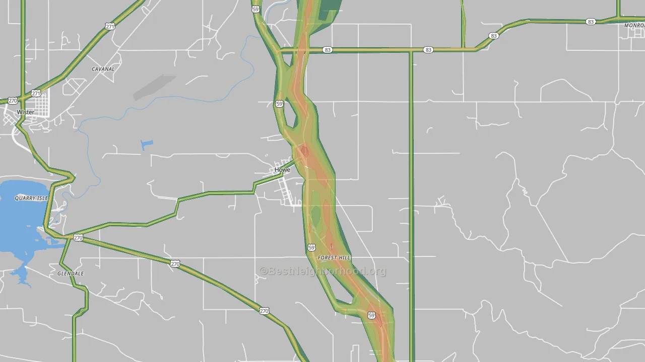 74940, OK Map of Noise Levels in 74940