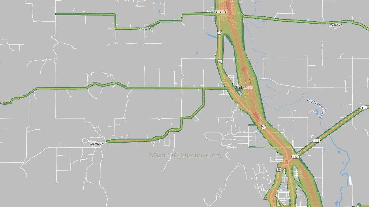 74956, OK Map of Noise Levels in 74956