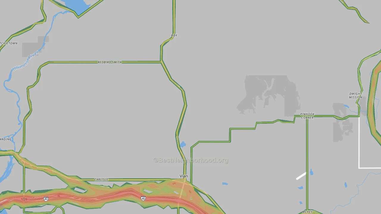 74962, OK Map of Noise Levels in 74962
