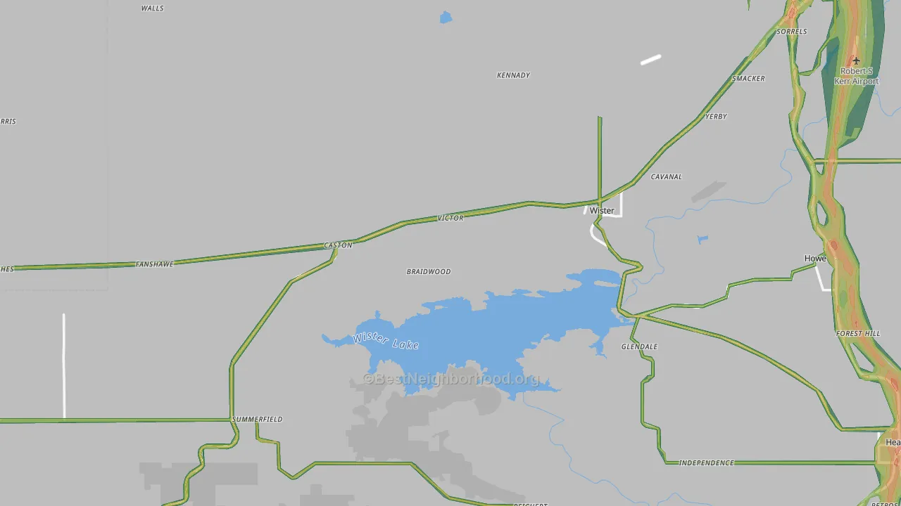 74966, OK Map of Noise Levels in 74966