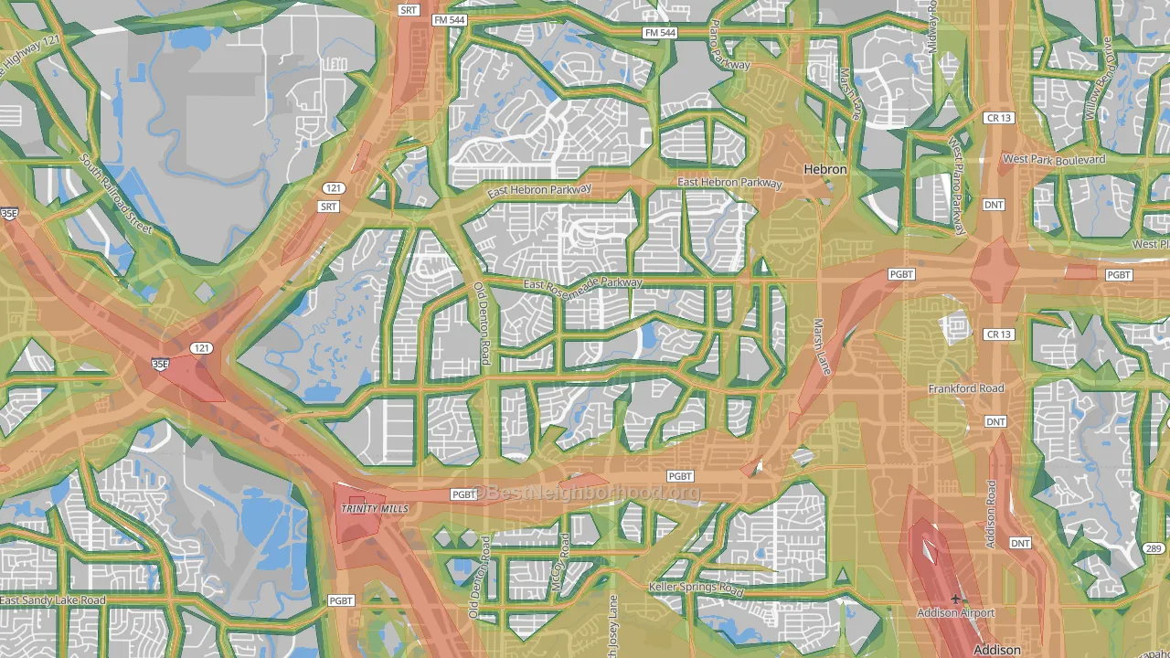 75007, TX Map of Noise Levels in 75007
