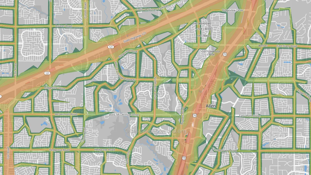 75013, TX Map of Noise Levels in 75013