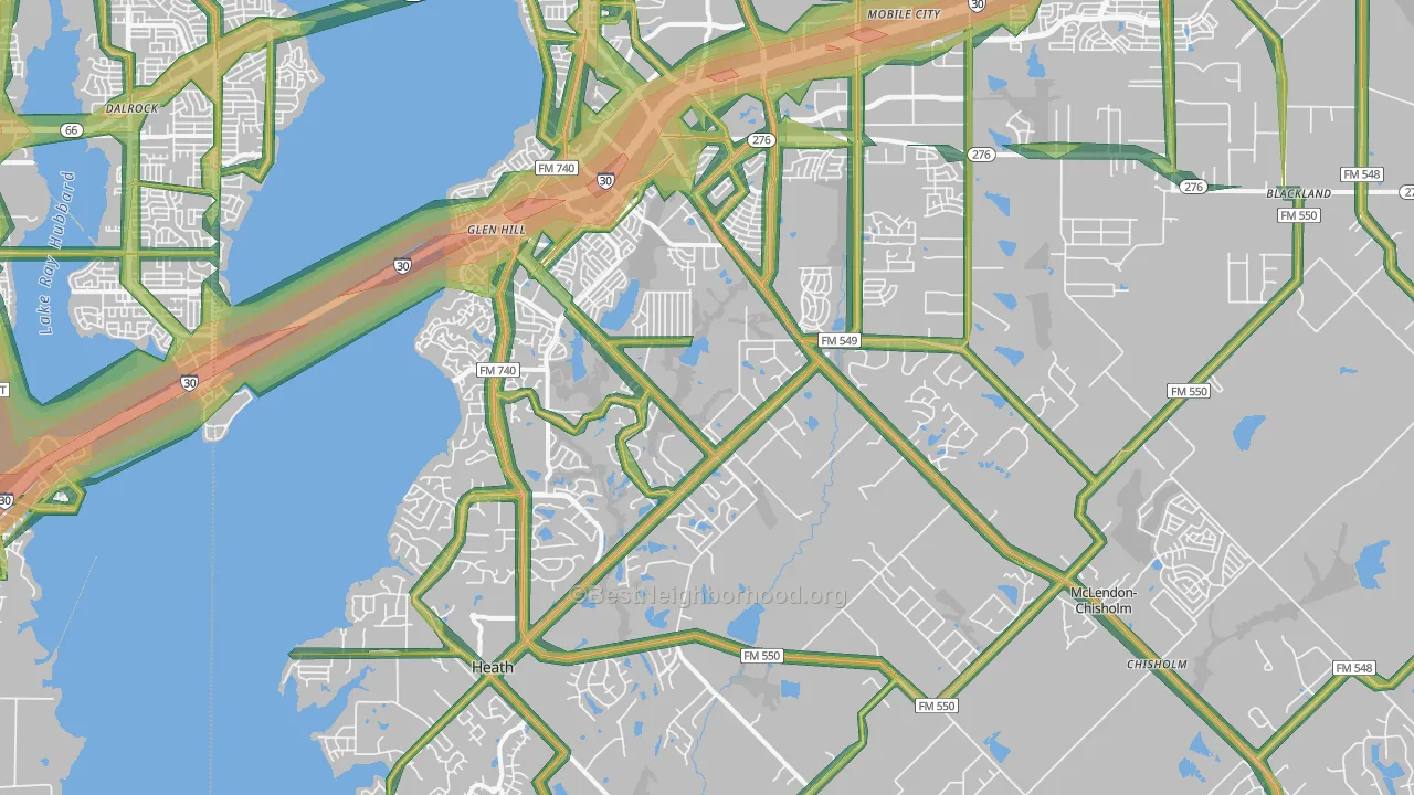 75032, TX Map of Noise Levels in 75032