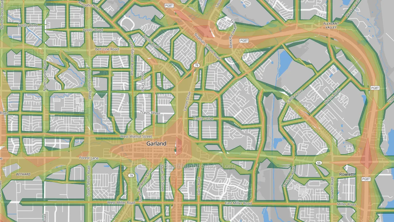 75040, TX Map of Noise Levels in 75040