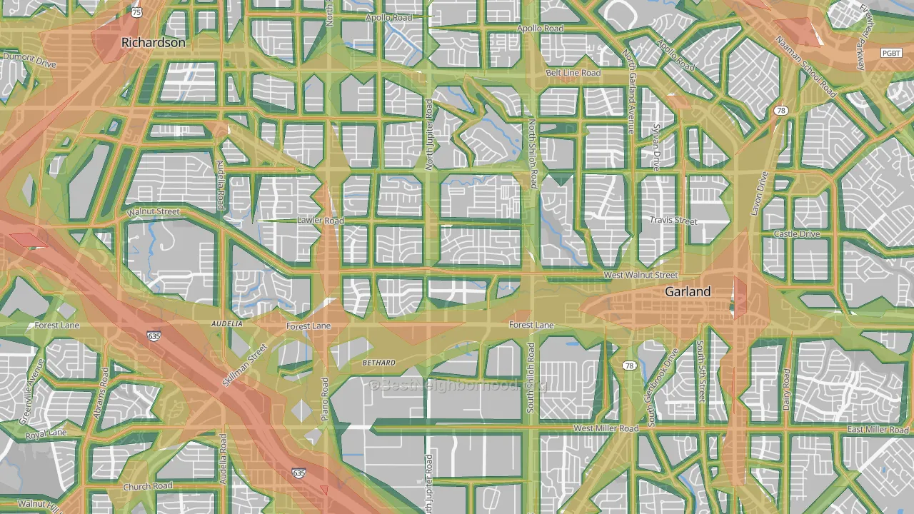 75042, TX Map of Noise Levels in 75042