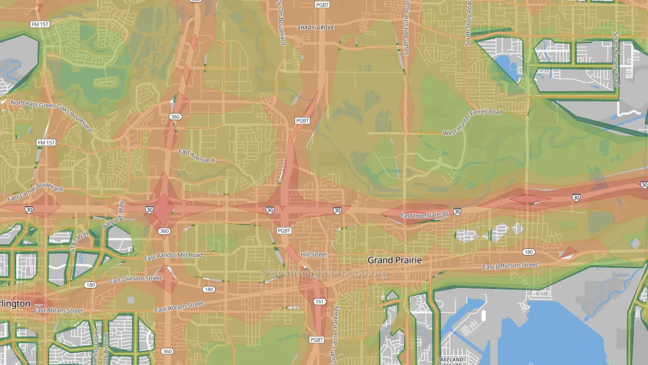 75050, TX Map of Noise Levels in 75050