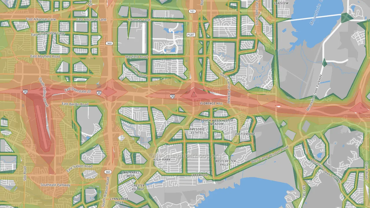 75052, TX Map of Noise Levels in 75052