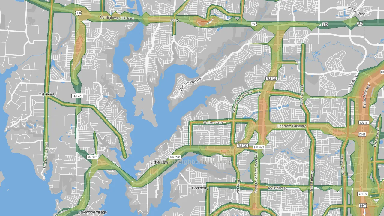 75068, TX Map of Noise Levels in 75068