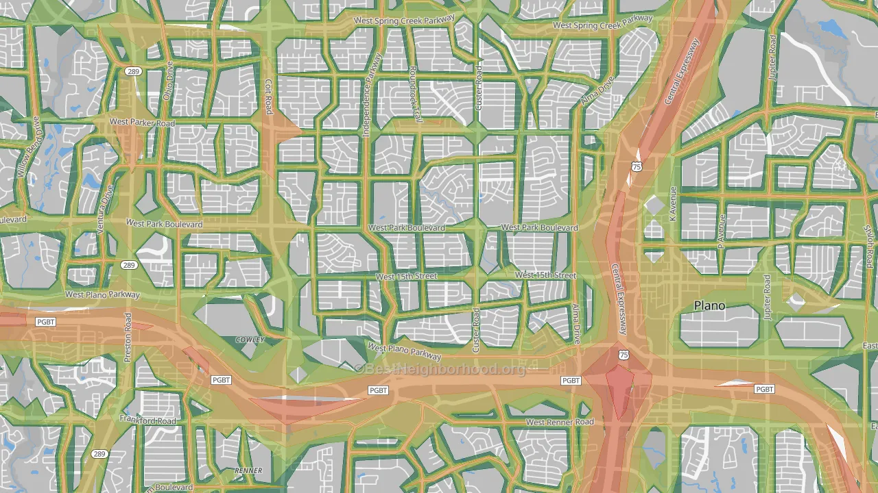 75075, TX Map of Noise Levels in 75075