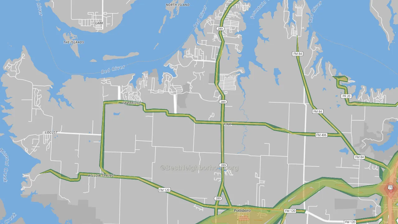 75076, TX Map of Noise Levels in 75076