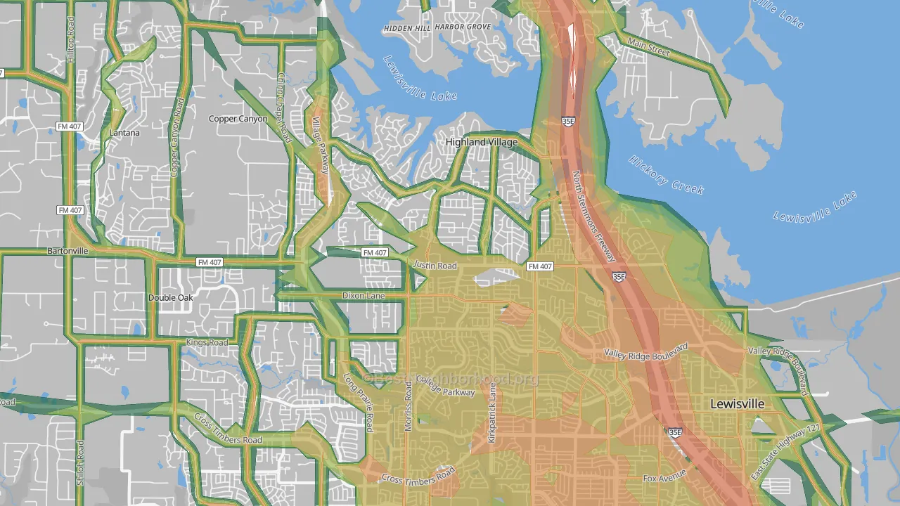 75077, TX Map of Noise Levels in 75077