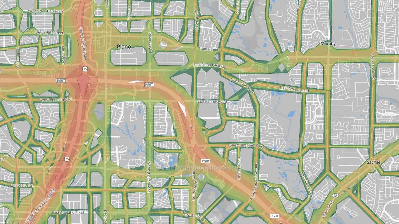 75082, TX Map of Noise Levels in 75082