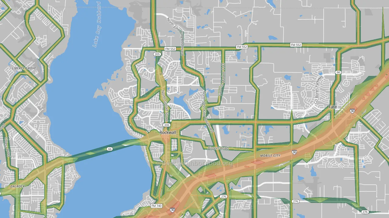 75087, TX Map of Noise Levels in 75087