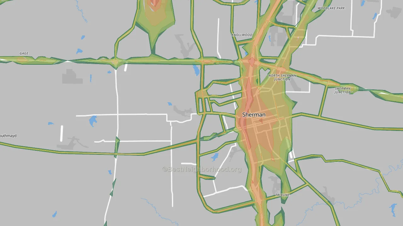 75092, TX Map of Noise Levels in 75092