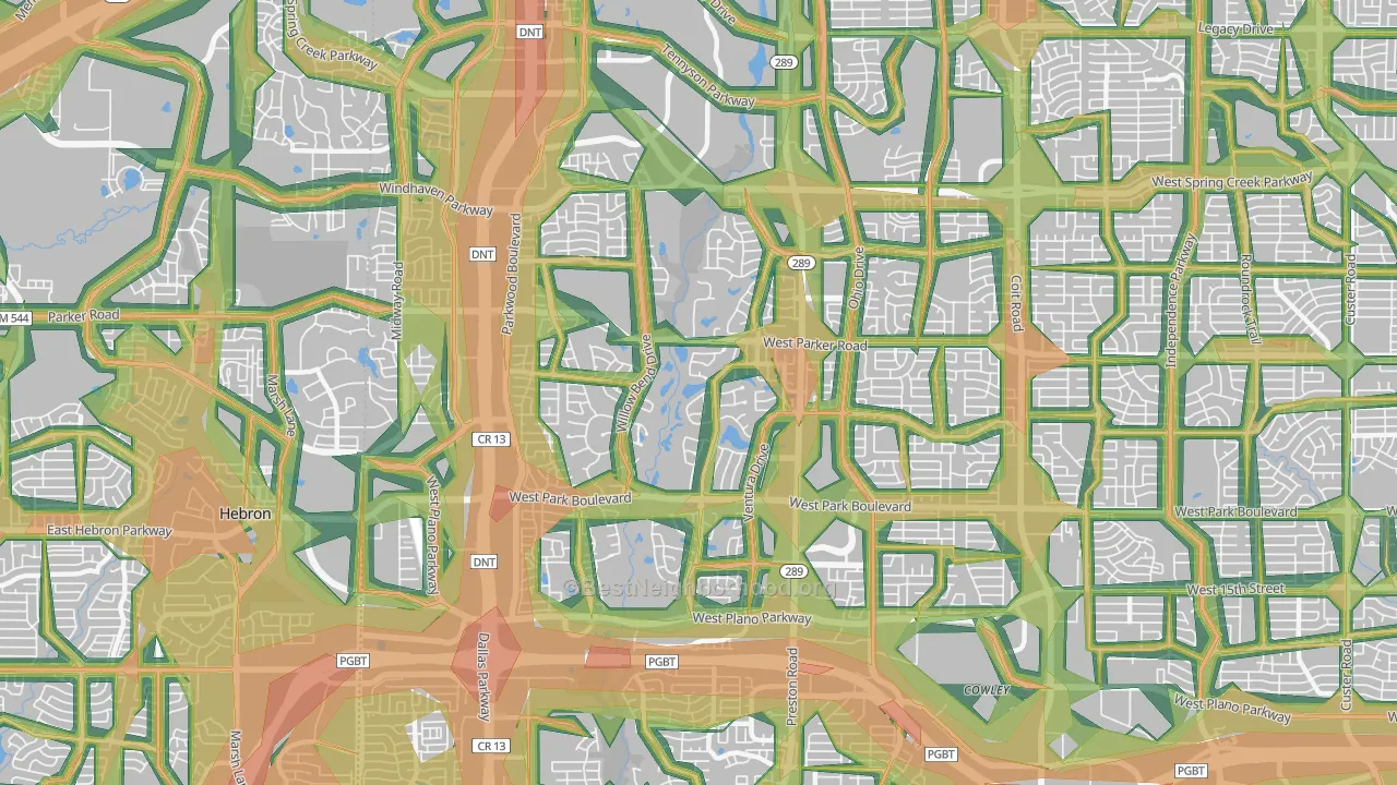 75093, TX Map of Noise Levels in 75093