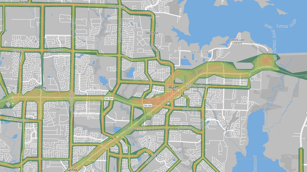 75098, TX Map of Noise Levels in 75098