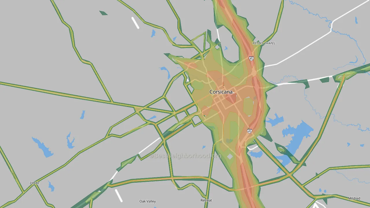 75110, TX Map of Noise Levels in 75110