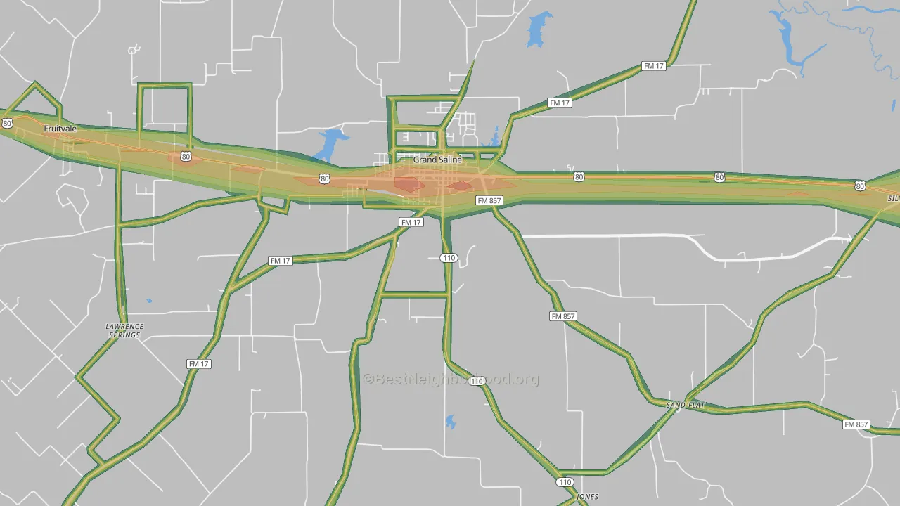 75140, TX Map of Noise Levels in 75140