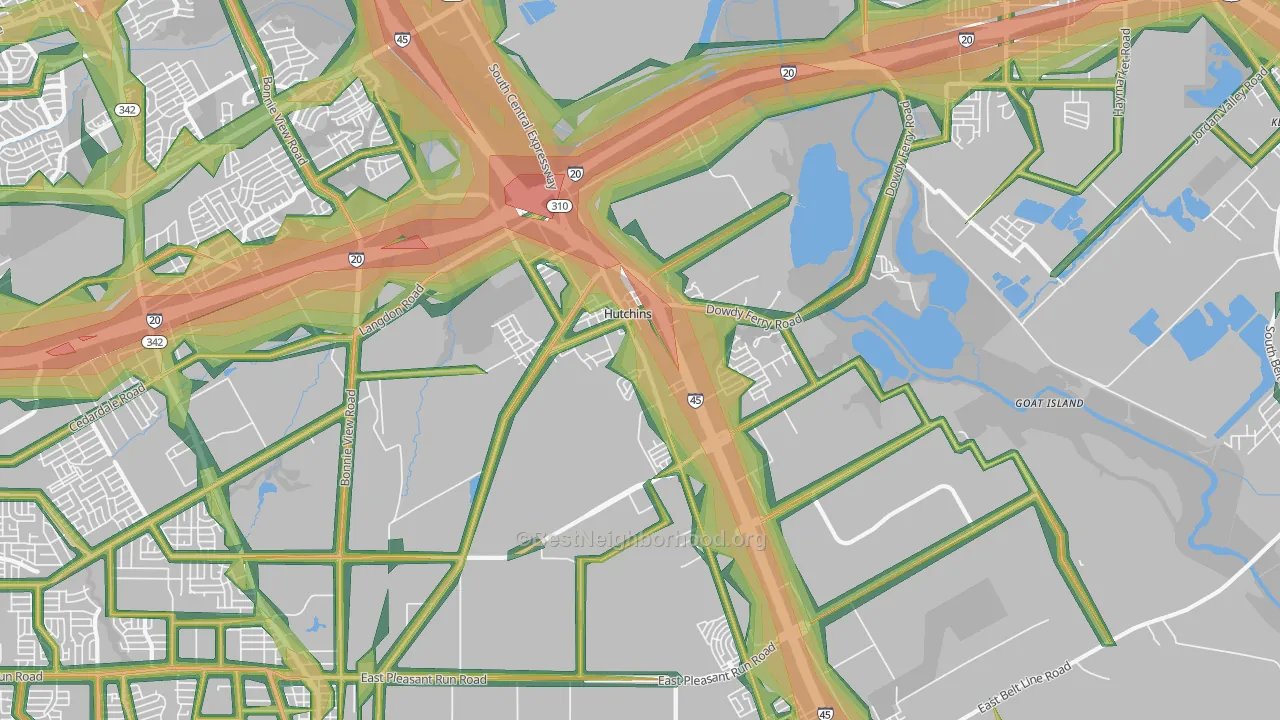 75141, TX Map of Noise Levels in 75141