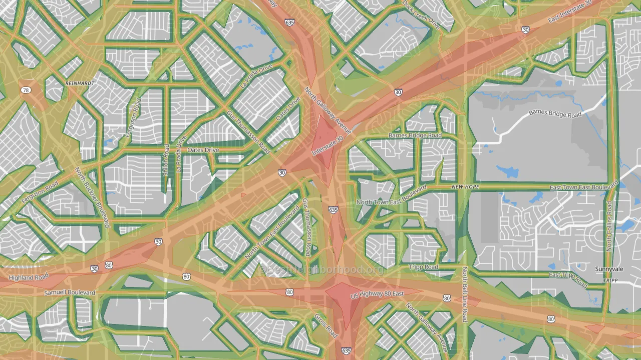 75150, TX Map of Noise Levels in 75150